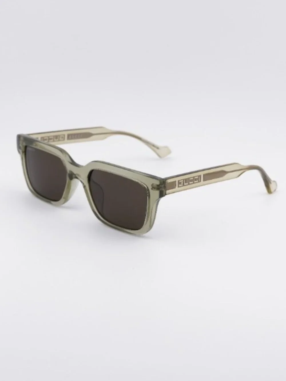 Gucci GG1732SK 003 Sunglasses Green Square Frame, Brown Lenses